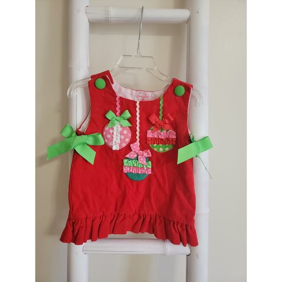 Mud Pie Other - Mud Pie Red Corduroy Ornament Holiday Christmas Dress sz 0-6m